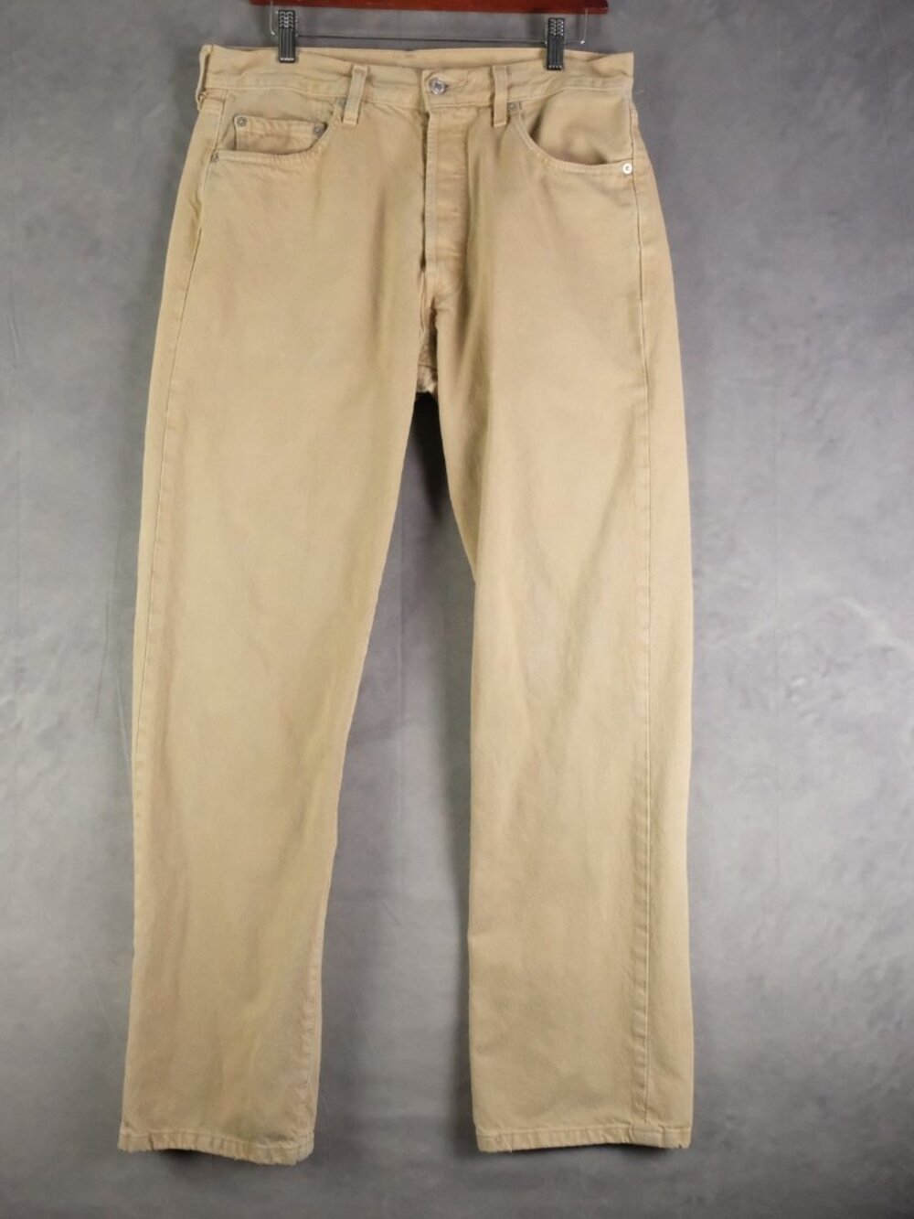 Vintage Levis 501 Mens 34X32 Brown Beige 90S Straight Button Fly Heavyweight